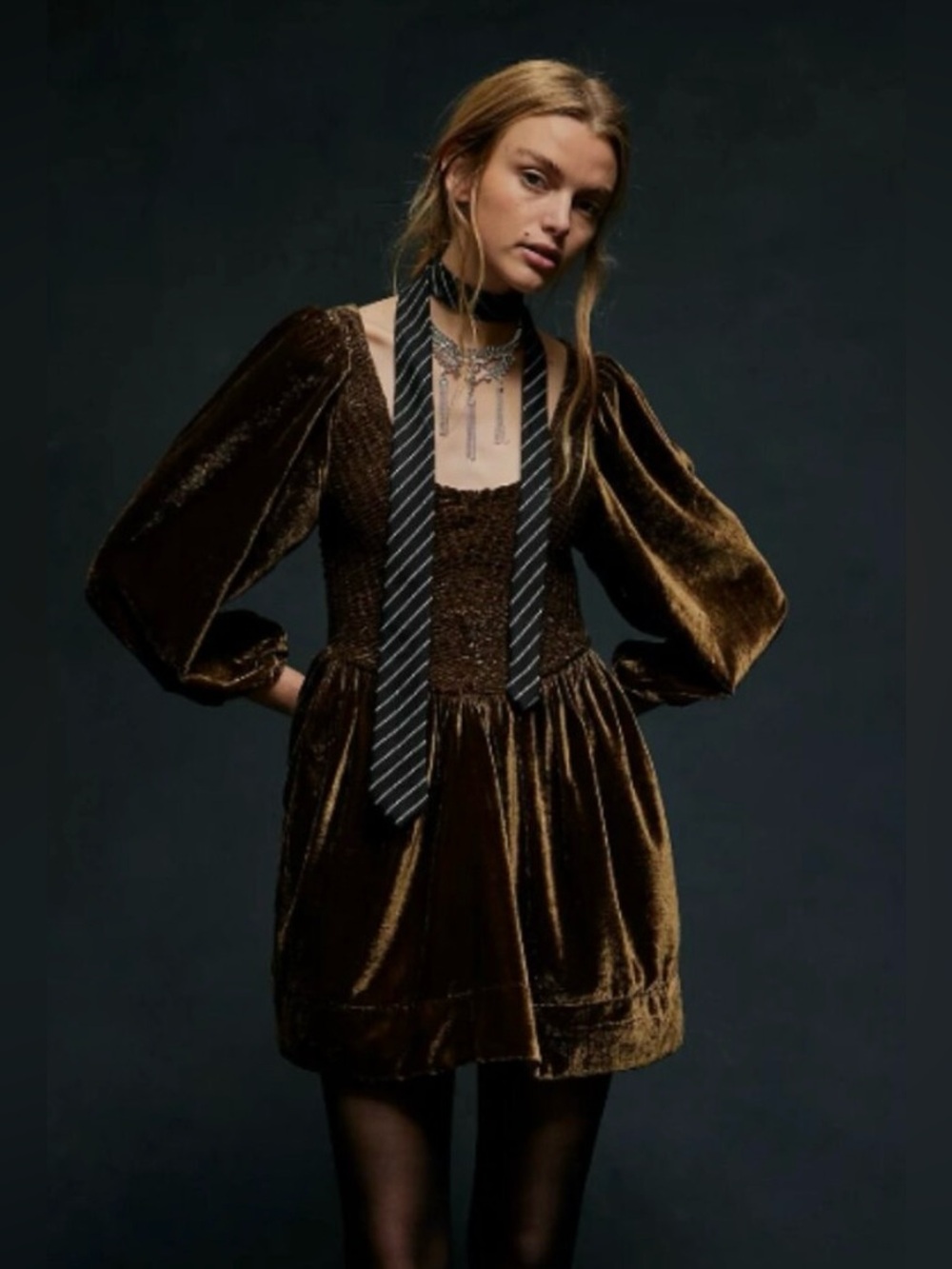 Free People Ferrier Velvet Mini Dress Size L